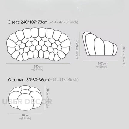 Bubble Design Living Room Sofa Luxury Modern Curved Lounge for Minimalist Interiors