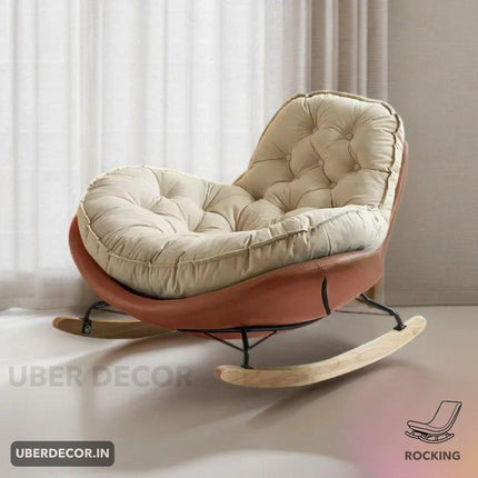 Celyra- Nordic Modern Accent Wide Base Tufted Armchair Rocking Accent Chair for Reading Room or Living Room