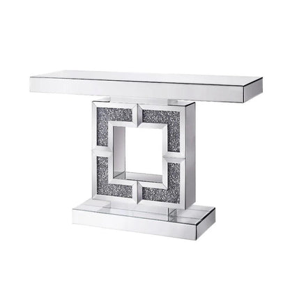 Stellar Glow- Modern Luxury Crystal Mirrored Console Table For Bedroom or Living Room