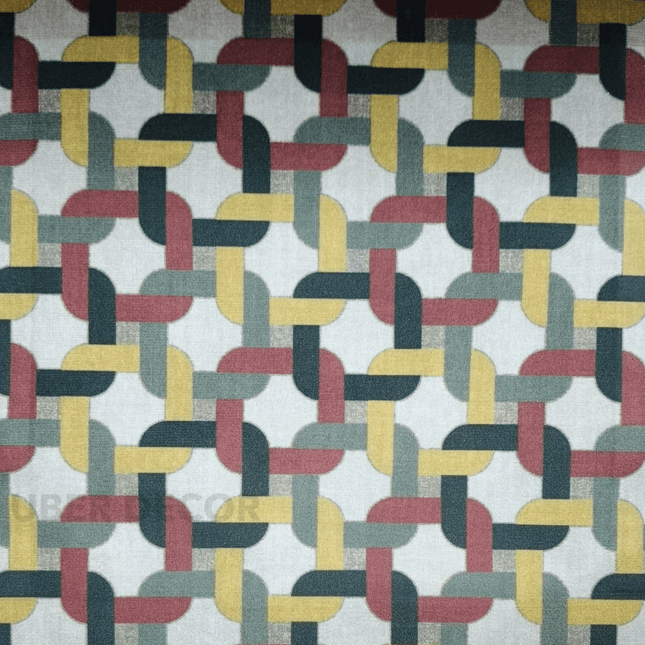 Teksun - Multitone Interwoven Grid Textured Suede Upholstery Fabric - Multicolor Interlock Weave