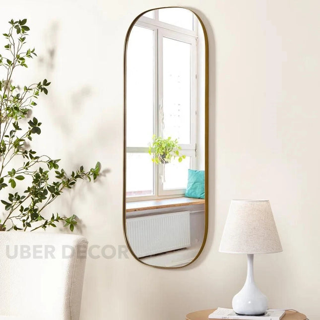 Capsule Elegance Full Length Large Metal Standing or Leaning mirror for Bedroom