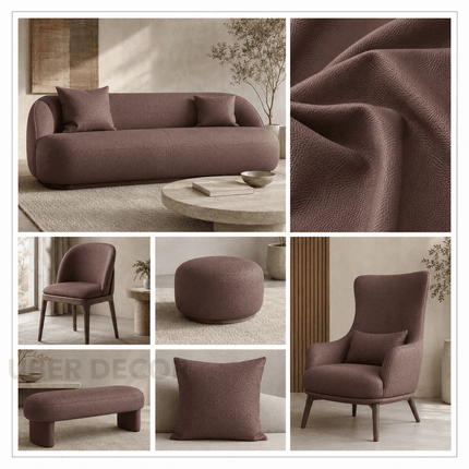 KLASSY- Leatherette Faux Leather Upholstery Fabric- Cocoa Brown