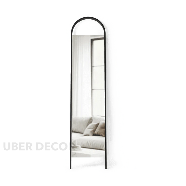 Twin-Pillar Arch Full Length Mirror- Metal Leaning Free Standing Mirror for Bedroom