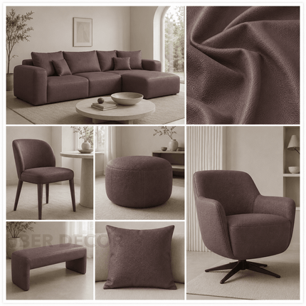 KLASSY- Leatherette Faux Leather Upholstery Fabric- Aubergine Brown