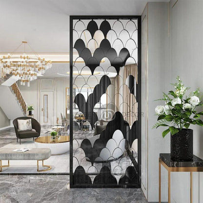 Geometric Metal Room Divider Partition Room Separator - Custom Metal Partitions in Stainless Steel