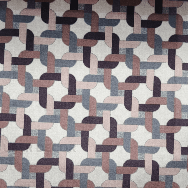 Teksun - Mauve Interlock Weave Textured Suede Upholstery Fabric - Mauve Chain Geometry