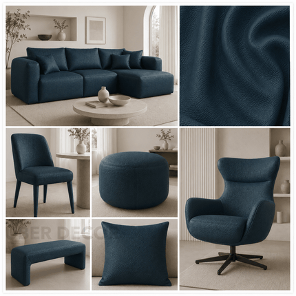 KLASSY- Leatherette Faux Leather Upholstery Fabric- Petrol Blue
