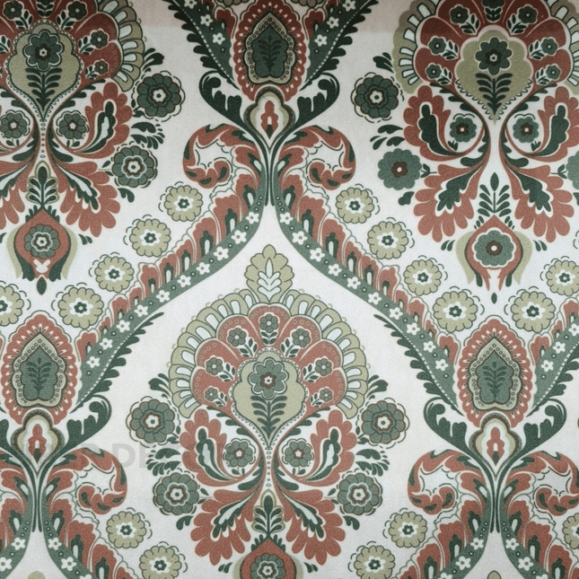Teksun - Vintage Terracotta Damask Textured Suede Upholstery Fabric - Rustic Floral Paisley