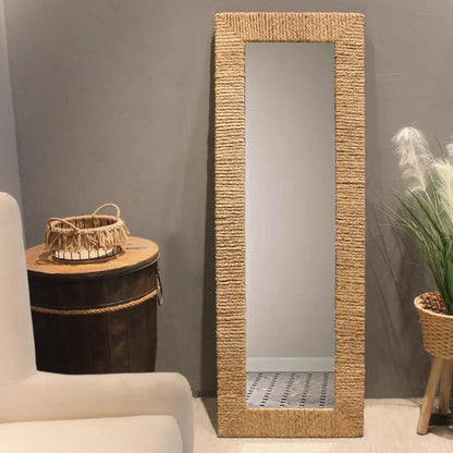 EcoChic Reflection: Jute-Rope Framed Full-Length Mirror