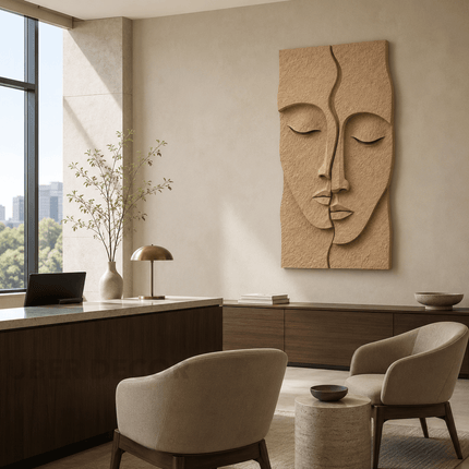 Serene Dual Face Japandi Wall Art Sculpture – Textured Abstract Relief for Bedroom, Living Room & Modern Interiors