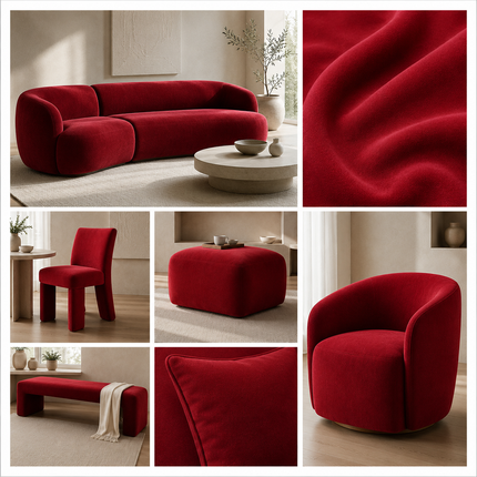 BELLA - Upholstery Fabric- Ruby Red