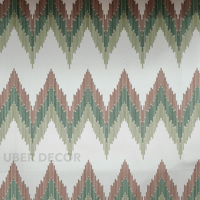 Teksun - Multitone Earthy Zigzag Textured Suede Upholstery Fabric - Green & Terracotta Gradient Chevron
