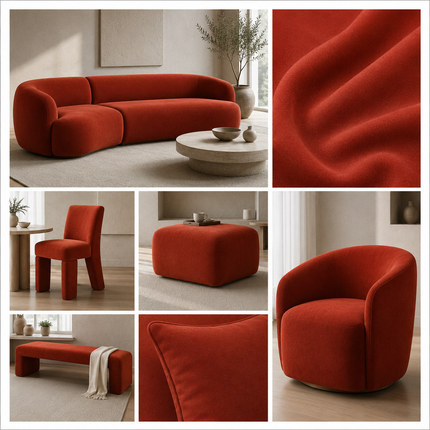BELLA - Upholstery Fabric- Brick Red