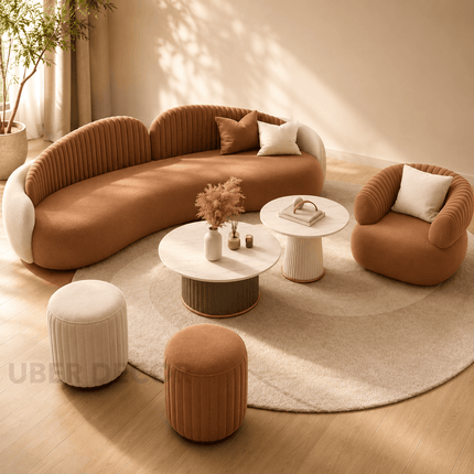 Bristol Luxury Modern Curved Sofa with Channel Tufted Backrest Customisable Designer Couch for Living Room