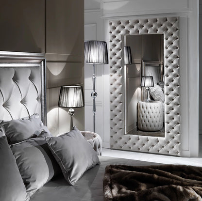 Classic Chesterfield Tufted Full-Length Upholstered Bedroom Mirror