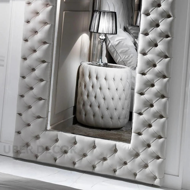 Classic Chesterfield Tufted Full-Length Upholstered Bedroom Mirror- Luxury Mirror
