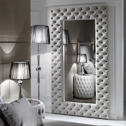 Classic Chesterfield Tufted Full-Length Upholstered Bedroom Mirror- Luxury Mirror