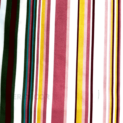 Istanbel Martar - Modern Multi Lines Printed Suede Upholstery Fabric- Vibrant Multi Stripe