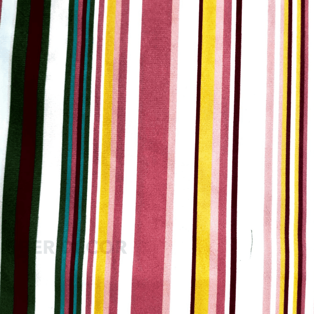 Istanbel Martar - Modern Multi Lines Printed Suede Upholstery Fabric- Vibrant Multi Stripe