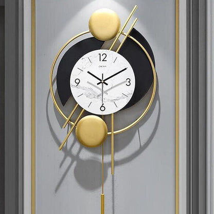 Ephemera Ougwa Luxury Gold and Black Round Metal Wall Clock