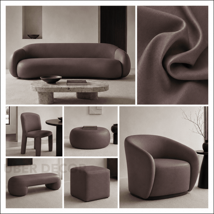 KOREAN LEATHER- Leatherette Faux Leather Upholstery Fabric- Cocoa Rose