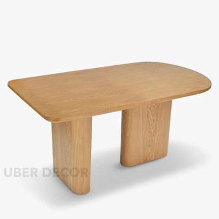 Elvon Dining Table Soft Edge Slab Design Mid Century Modern Scandinavian Inspired Solid Wood Dining Table for Dining Room