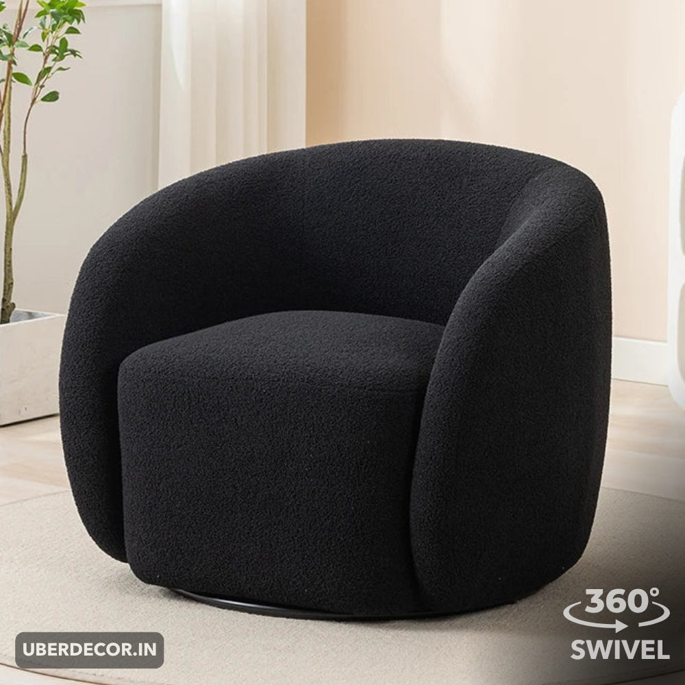 Aleris- Modern Upholstered 360 Degree Swivel Accent Barrel Arm Chair for Living Room or Office