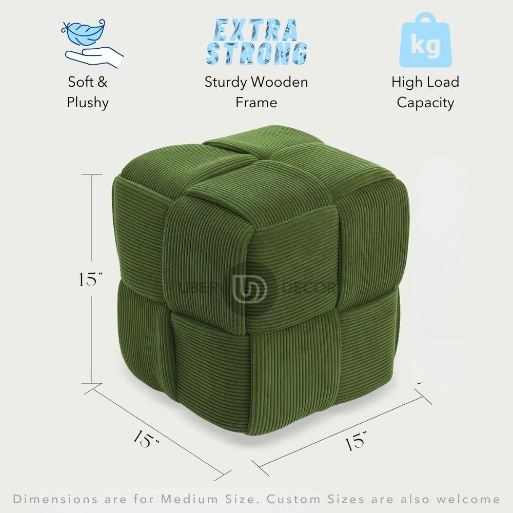 Cozy Weave Square Ottoman - Soft & Comfortable Ottoman Stool Chair with Woven Design for Sofa