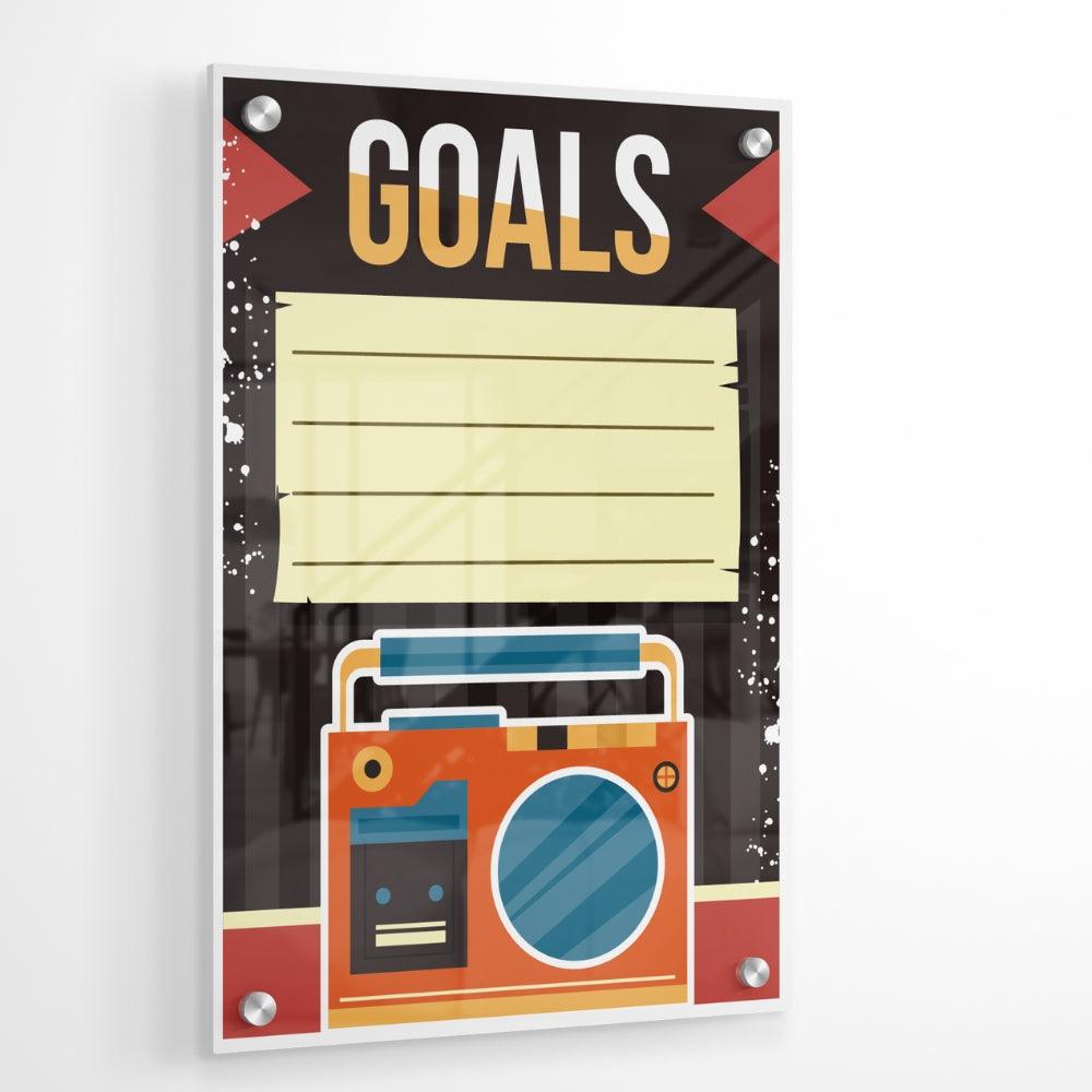 Bold Colourful Goal Planner Glass Writing Board- Printed Acrylic Wall Planner