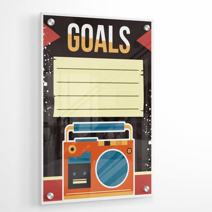 Bold Colourful Goal Planner Glass Writing Board- Printed Acrylic Wall Planner