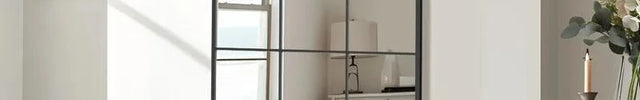PanePerfection: Window-Style Metal Frame Grid Style Full-Length Mirror for Foyer, Bedroom or Balcony - Uber Decor