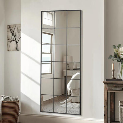 PanePerfection: Window-Style Metal Frame Full-Length Mirror