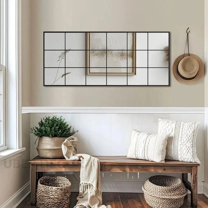 PanePerfection: Window-Style Metal Frame Grid Style Full-Length Mirror for Foyer, Bedroom or Balcony