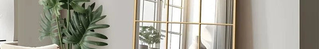 PanePerfection: Window-Style Metal Frame Grid Style Full-Length Mirror for Foyer, Bedroom or Balcony - Uber Decor