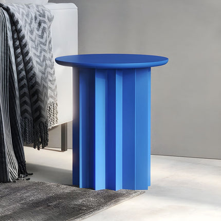 Pripet Coffee Table, Modern Sculptural Round Minimalist Accent Table with Pleated Column Base for Living Room