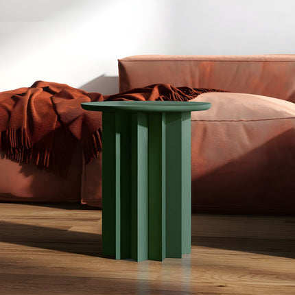 Pripet Coffee Table, Modern Sculptural Round Minimalist Accent Table with Pleated Column Base for Living Room