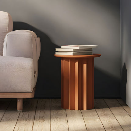 Pripet Coffee Table, Modern Sculptural Round Minimalist Accent Table with Pleated Column Base for Living Room