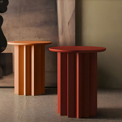 Pripet Coffee Table, Modern Sculptural Round Minimalist Accent Table with Pleated Column Base for Living Room