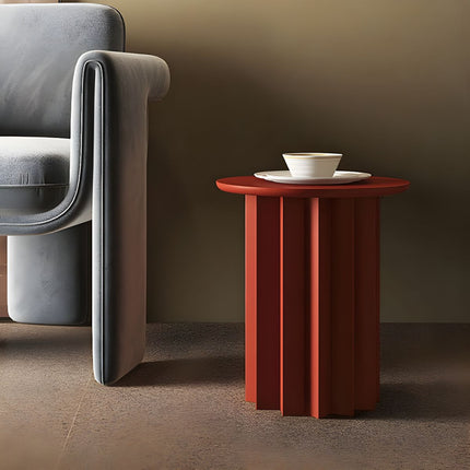 Pripet Coffee Table, Modern Sculptural Round Minimalist Accent Table with Pleated Column Base for Living Room