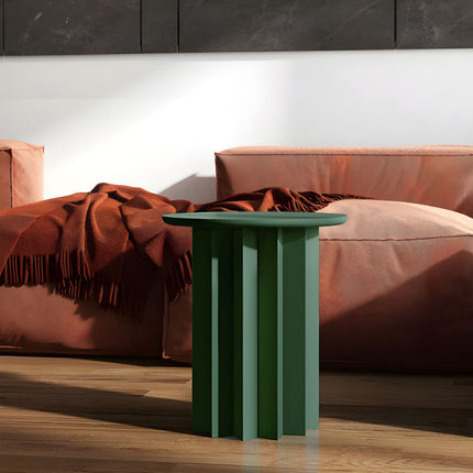 Pripet Coffee Table, Modern Sculptural Round Minimalist Accent Table with Pleated Column Base for Living Room