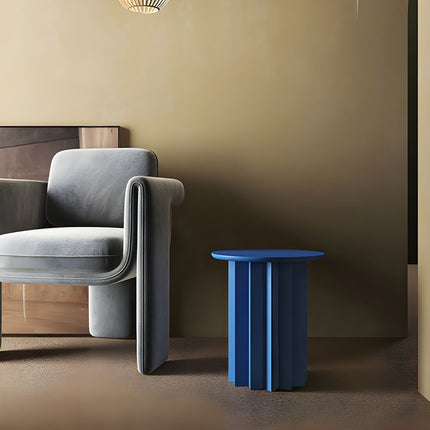 Pripet Coffee Table, Modern Sculptural Round Minimalist Accent Table with Pleated Column Base for Living Room