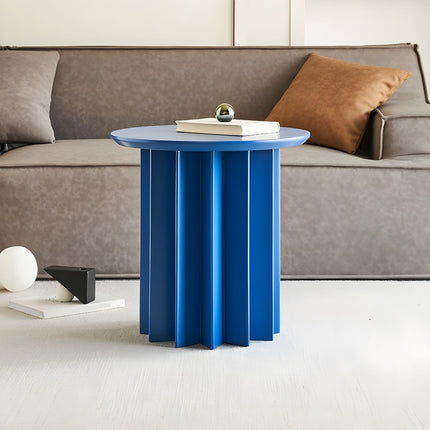 Pripet Coffee Table, Modern Sculptural Round Minimalist Accent Table with Pleated Column Base for Living Room