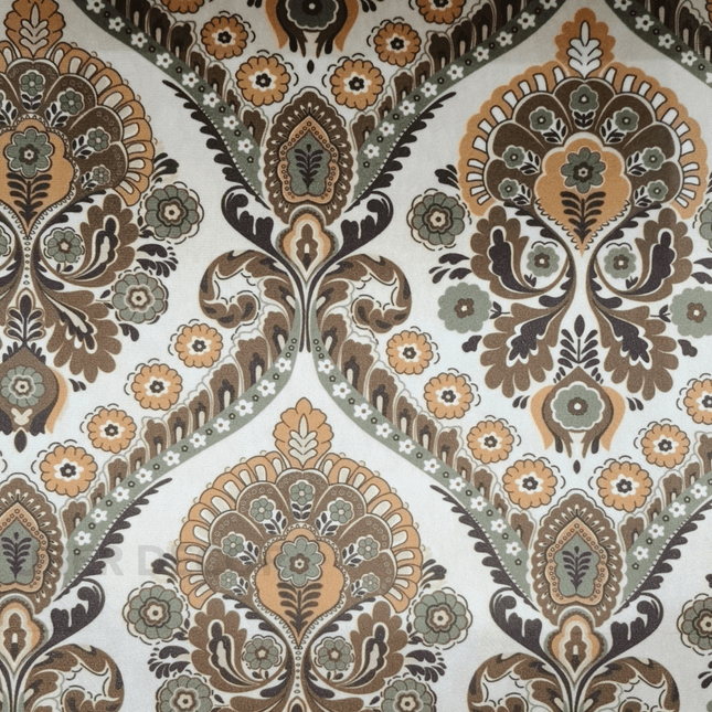 Teksun - Traditional Earthy Motif Textured Suede Upholstery Fabric - Earthy Floral Paisley