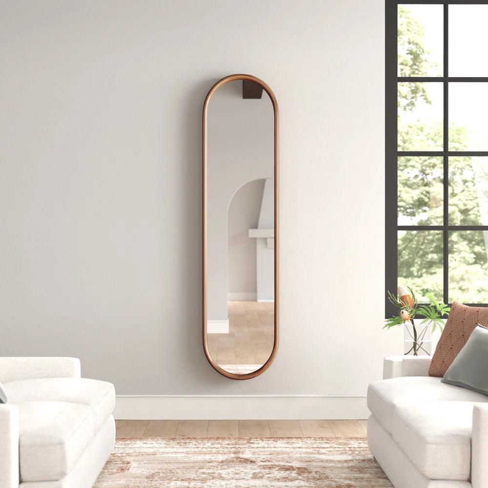 SlimCapsule Reflection Metal Pill Shaped Long Bedside Mirror