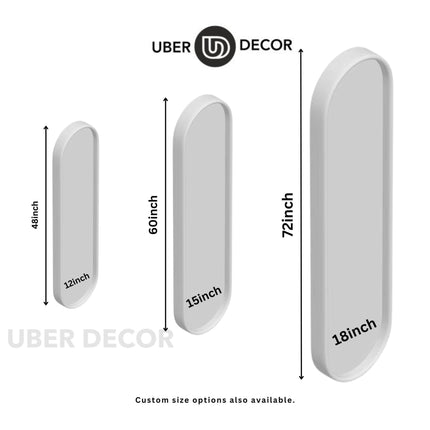 SlimCapsule Reflection- Capsule Shaped Long Full Length Standing Mirror for Bedroom, Hotel Room or Living Room