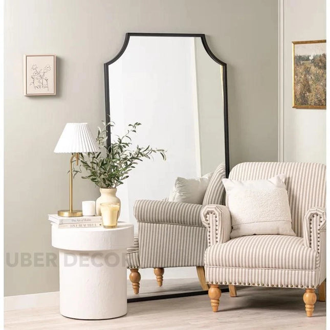 Draped Arch Metal Frame Full Length Standing Mirror for Bedroom