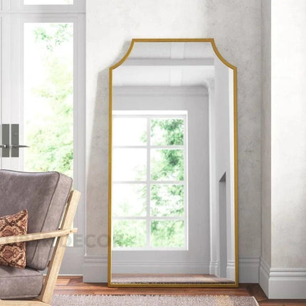 Draped Arch Metal Frame Full Length Standing Mirror for Bedroom