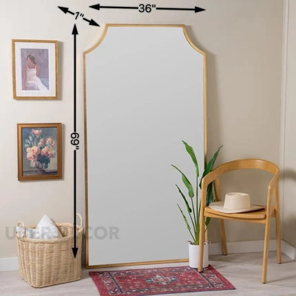 Draped Arch Metal Frame Full Length Standing Mirror for Bedroom