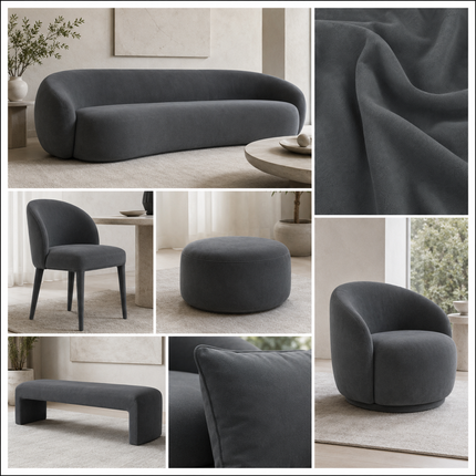 BELLA - Upholstery Fabric- Charcoal Gray