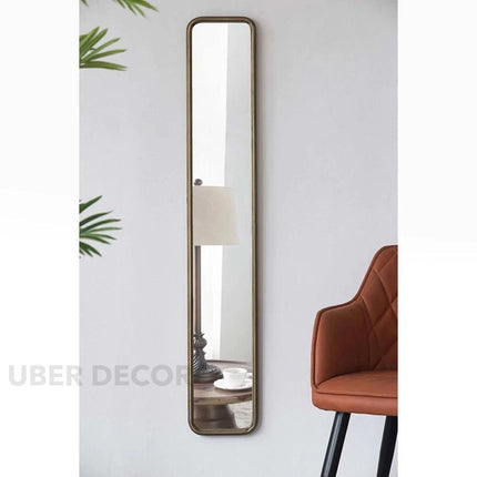 SlimLine Capsule Shaped Slim Metal Frame Full Length Standing Mirror for Bedroom, Hotel room or Living Room